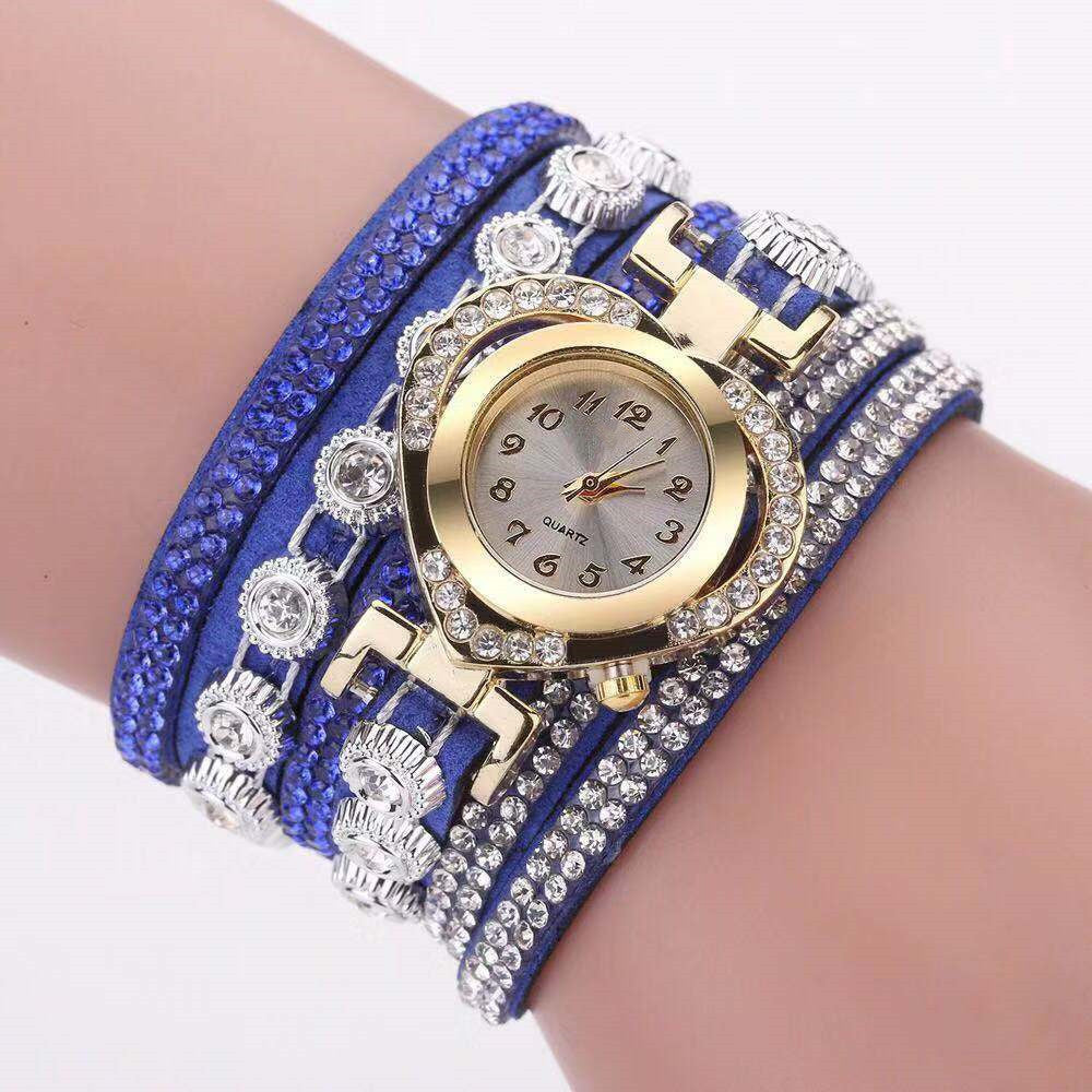 Personality Heart-Shaped Diamond Dial with Multicolor Bracelet