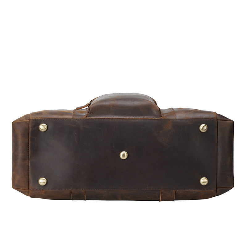 Men's Crazy Horse Leather Large Travel Bag - Vintage Premium Tote