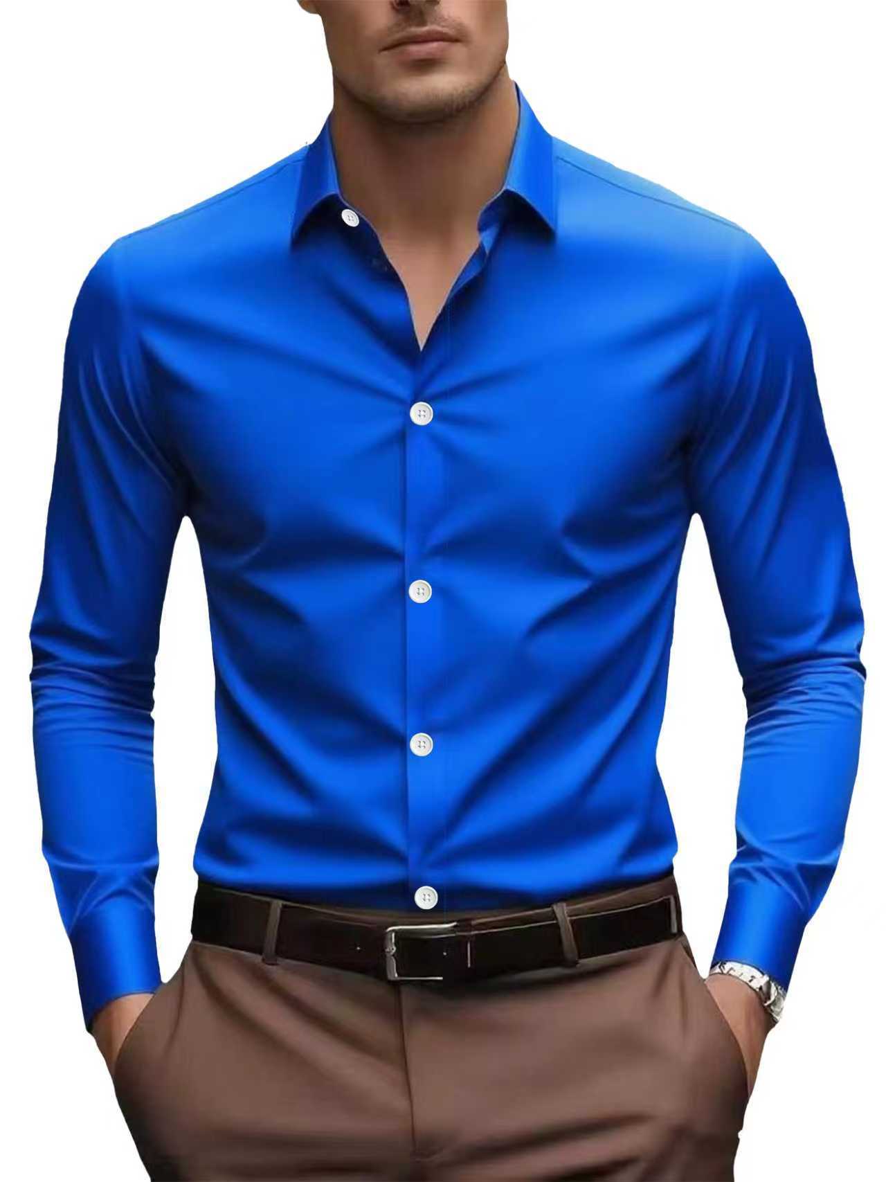 Men's White Business Shirt | Slim Fit Long Sleeve Office Shirt Elegant
