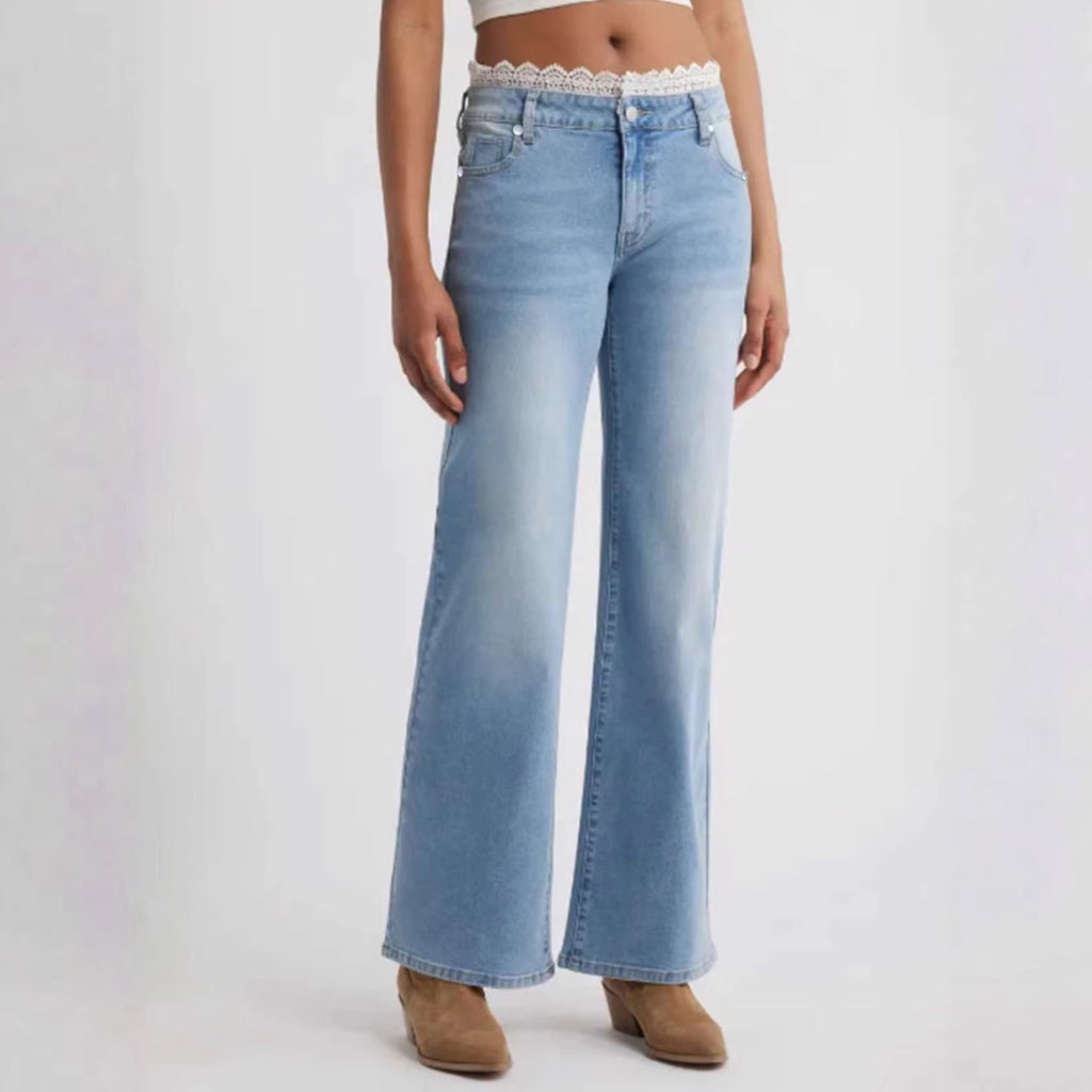 Women's Stretch Jeans with Lace Trim – Stylish Designer Denim