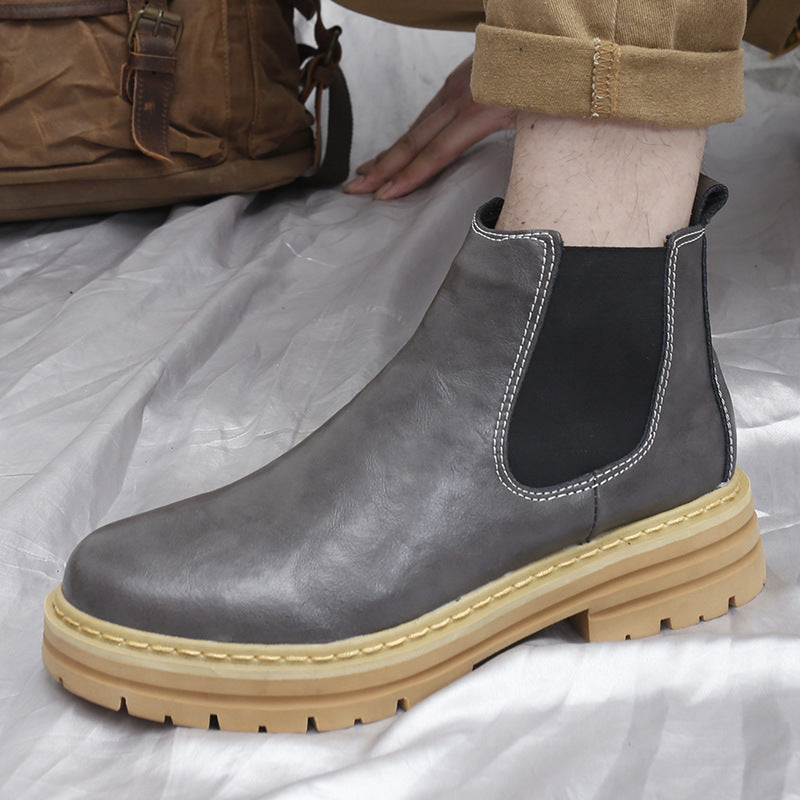 Men's Retro Work Boots with Fleece Lining – British Platform Winter Boots