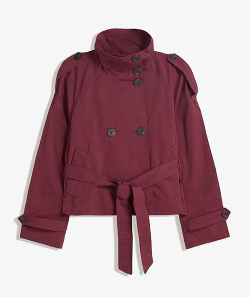 Eleganter Damen Trenchcoat – Tailliert, Schnürung & Knopfleiste