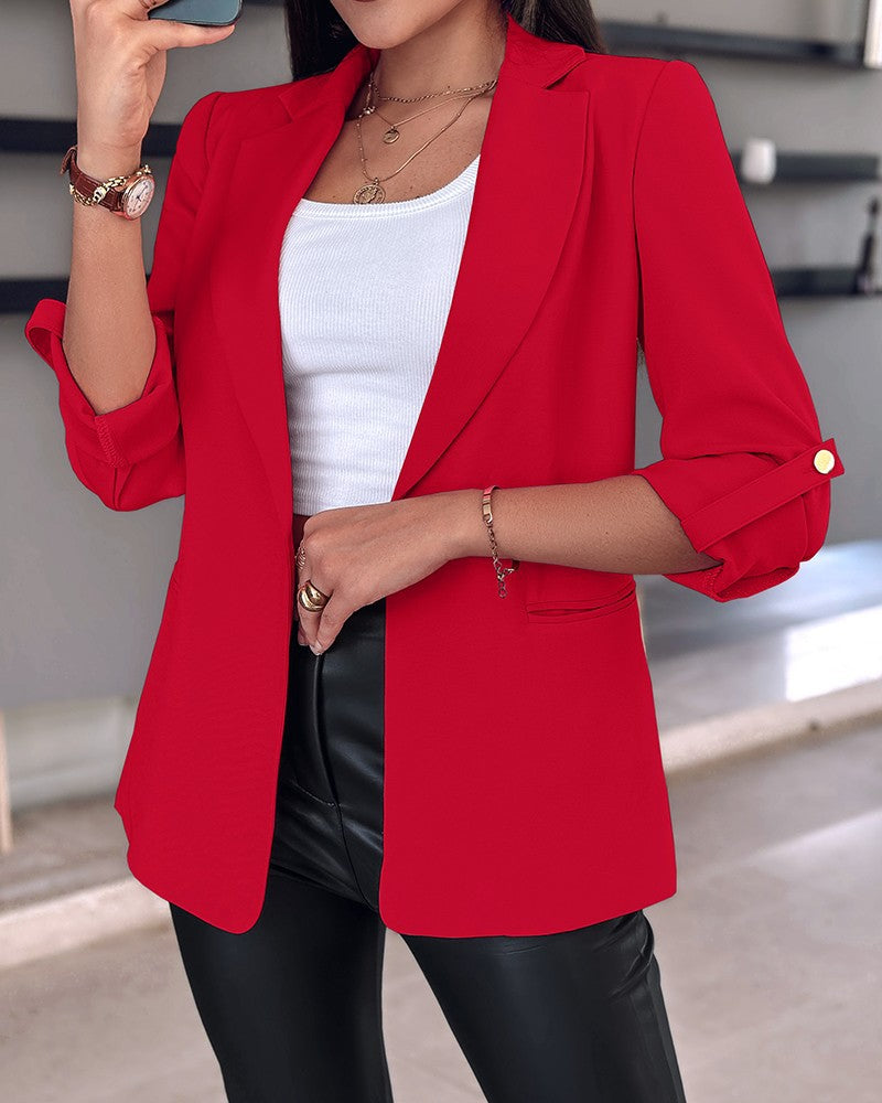 Damen Casual Blazer mit Gekrempelten Ärmeln – Lässig & Vielseitig