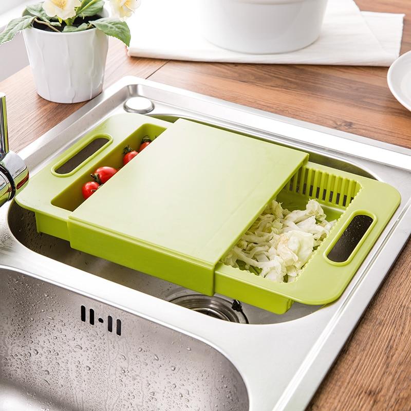 Multifunctional Cutting Board with Drain Basket – Kitchen Organizer