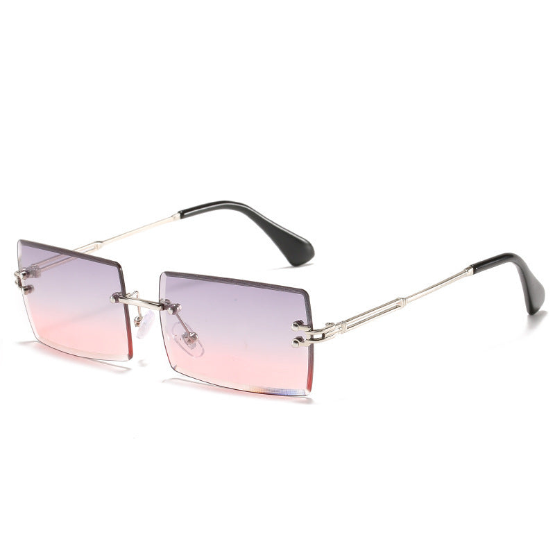 Damen Randlose Sonnenbrille Eckig – Elegante Fashion Brille
