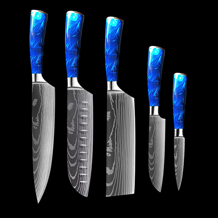 Chef Knife 8 Inch | Kitchen Knife Blue Resin Handle Stainless Steel