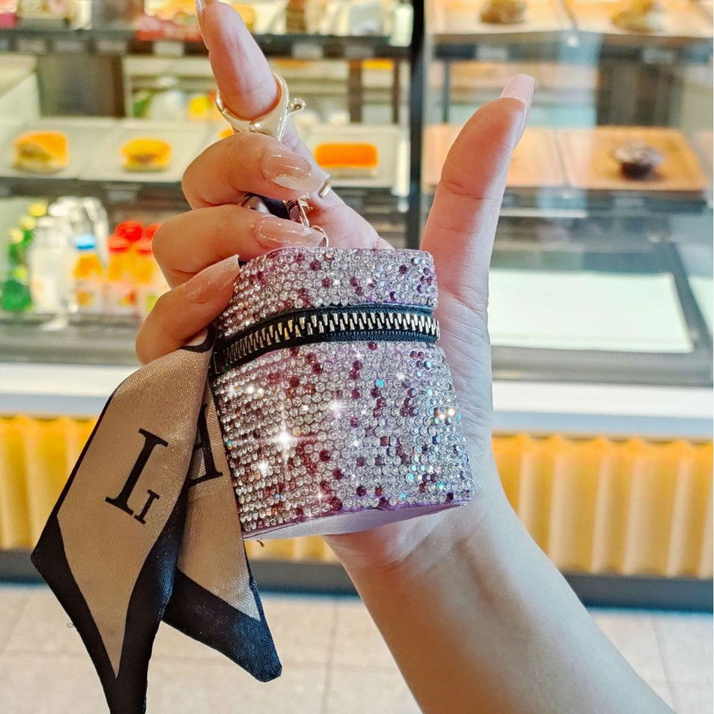 Crystal Coin Purse for Women - Shiny Mini Bag with Keychain