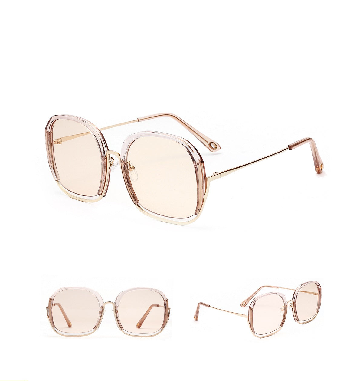 Damen Sonnenbrille Halbrahmen Oversize – Bunte Fashion Brille