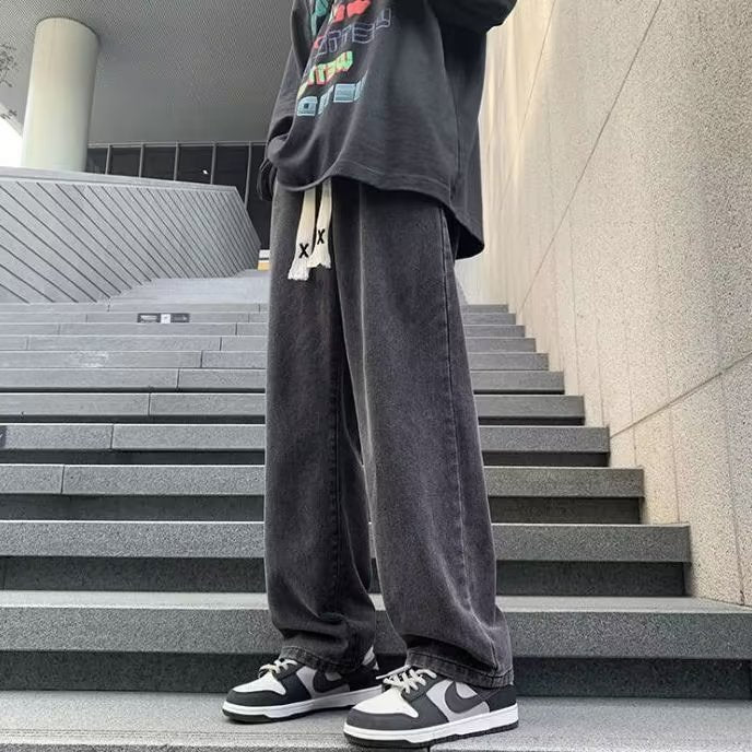 Men's Jeans Japan Style – Drawstring Elastic Waist Denim Pants