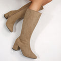 Women's Over-the-Knee Boots with Block Heel – Elegant Side Zip Boots