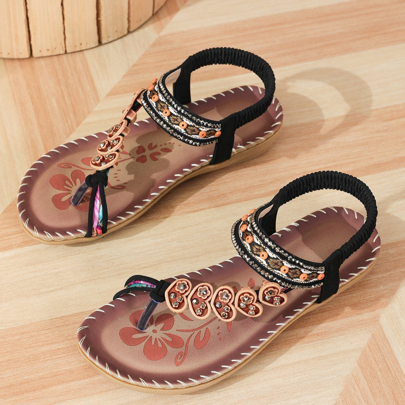 Women's Boho Flat Sandals Beach Summer Comfortable Lightweight Shoes