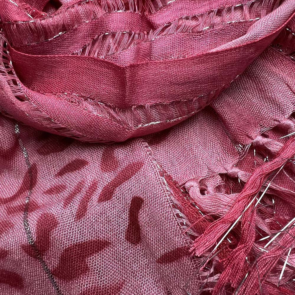 2pcs Long Boho Scarf, Pink Leopard Scarf With Metallic Threads, Vacation, Daily Life, Evening Party, Office Appropriate Subtlety For Women Men, For Casual Outfits
