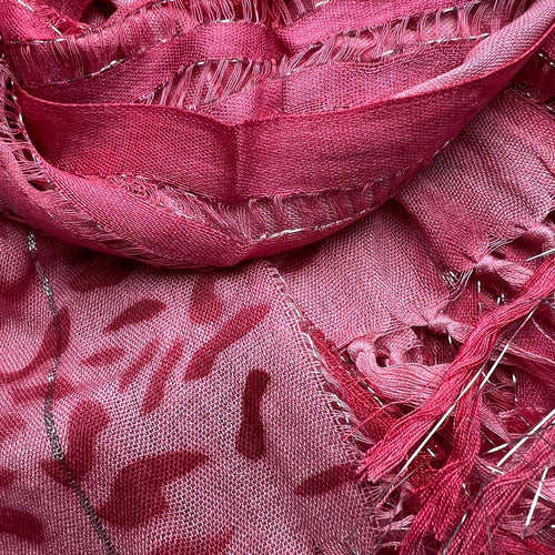 2pcs Long Boho Scarf, Pink Leopard Scarf With Metallic Threads, Vacation, Daily Life, Evening Party, Office Appropriate Subtlety For Women Men, For Casual Outfits
