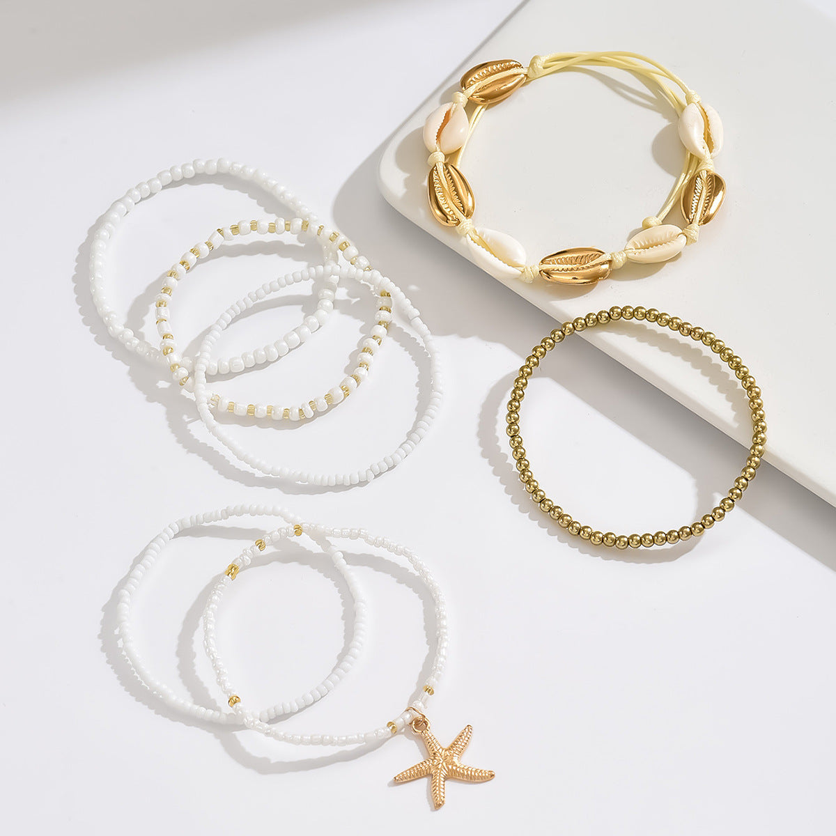 Boho Starfish Shell Anklet – Beaded Anklet in Resort & Beach Design