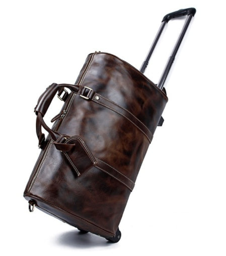 Large Genuine Leather Trolley from Cowhide – Premium Travel Suitcase