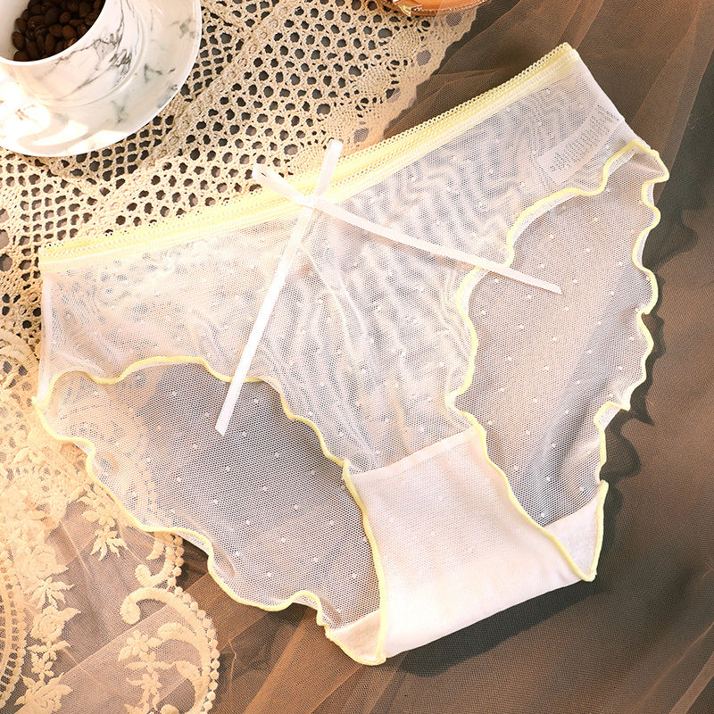 Women's Transparent Briefs with Lace & Bow – Elegant, playful & sexy