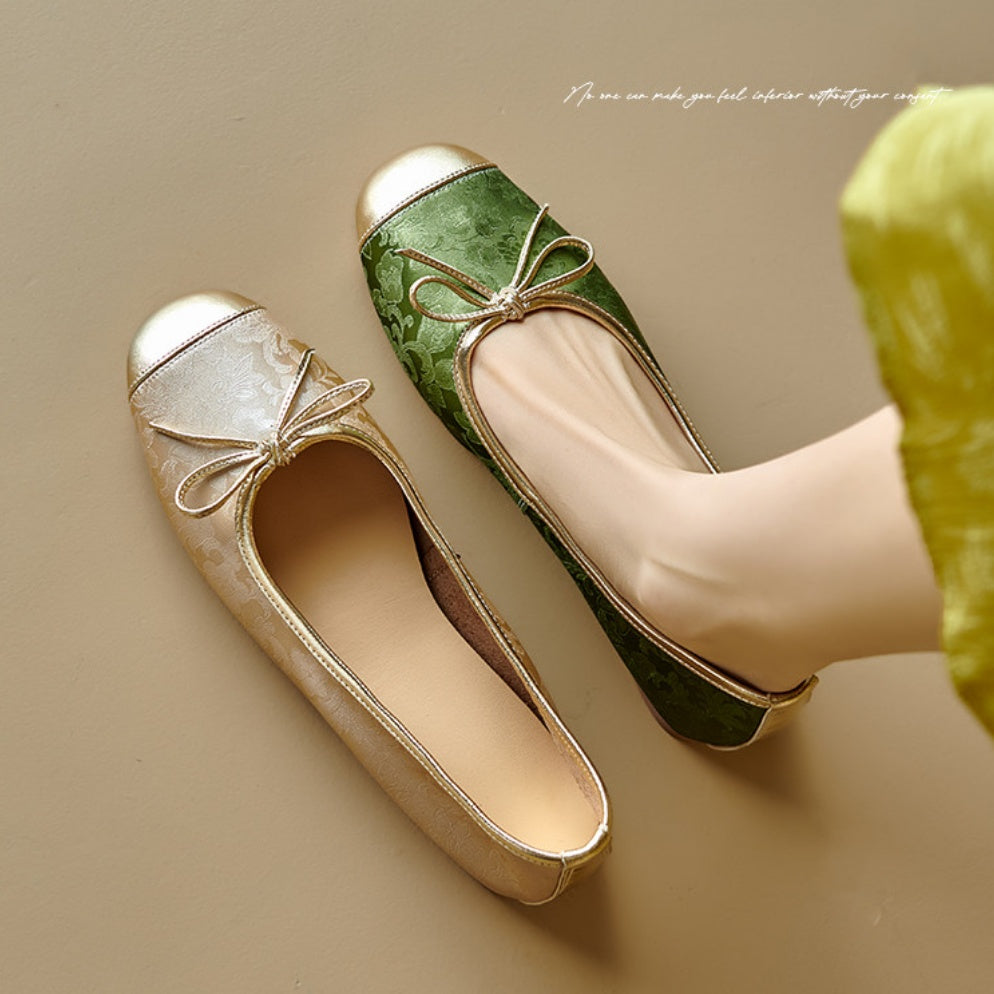 Damen Ballerinas mit Schleife | Komfort Flats Große Größen