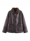 Women's Reversible Leather & Fur Jacket – Stylish & Cozy Warm Winter Coat