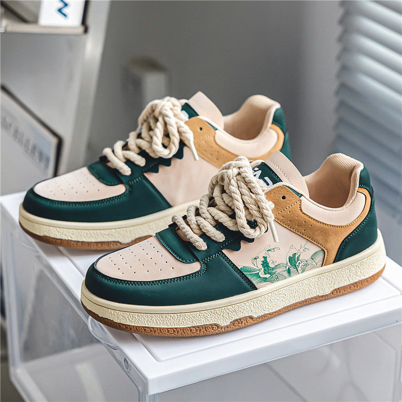 Herren Plateau Sneaker Schnürschuhe Weich Atmungsaktiv Freizeit