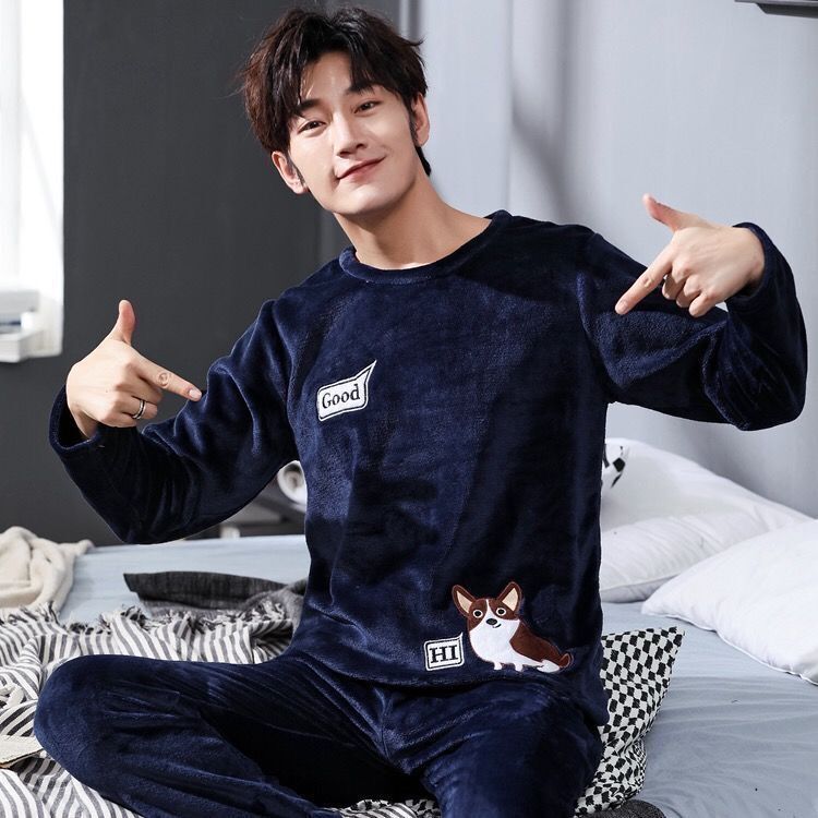 Herren Pyjama Korallenfleece Winter | Warmes Homewear Set