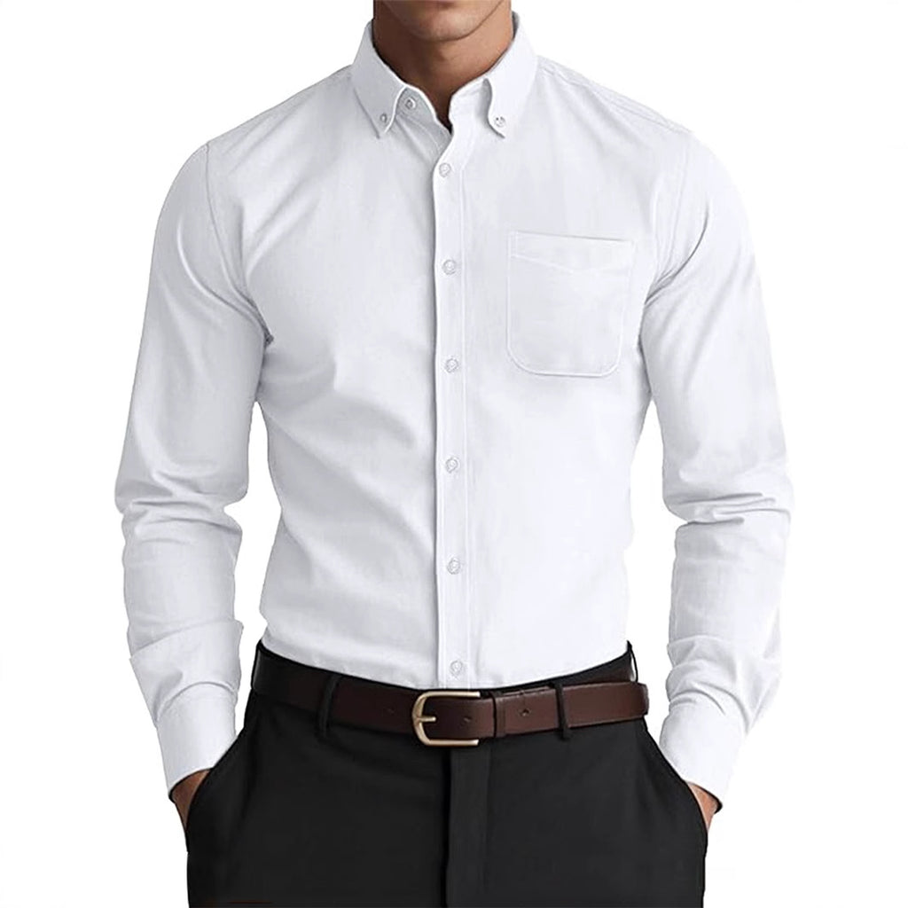 Herren Oxford Freizeithemd – Lockeres Casual Hemd in Unifarbe