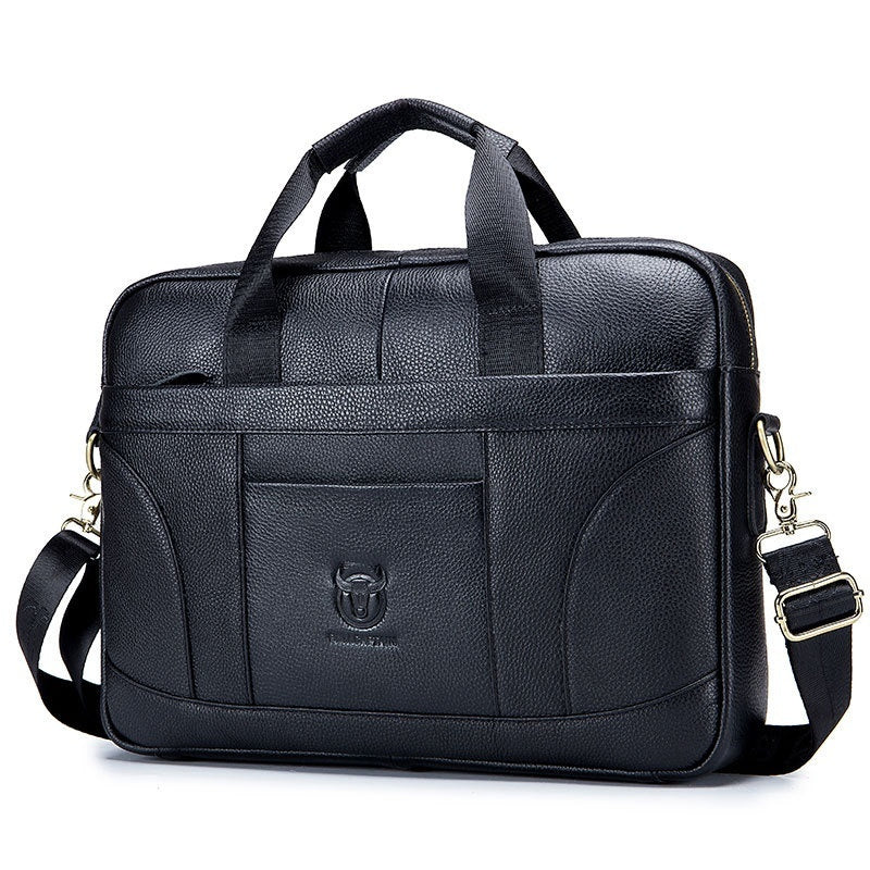 Men's Luxury Full-Grain Leather Briefcase XXL Business Bag with Large Storage Capacity