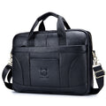 Men's Luxury Full-Grain Leather Briefcase XXL Business Bag with Large Storage Capacity
