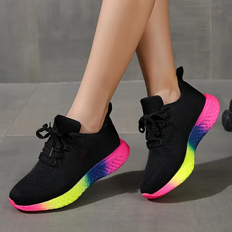 Damen Mesh Sneaker Rainbow Sohle – Lauf Freizeit Schuhe