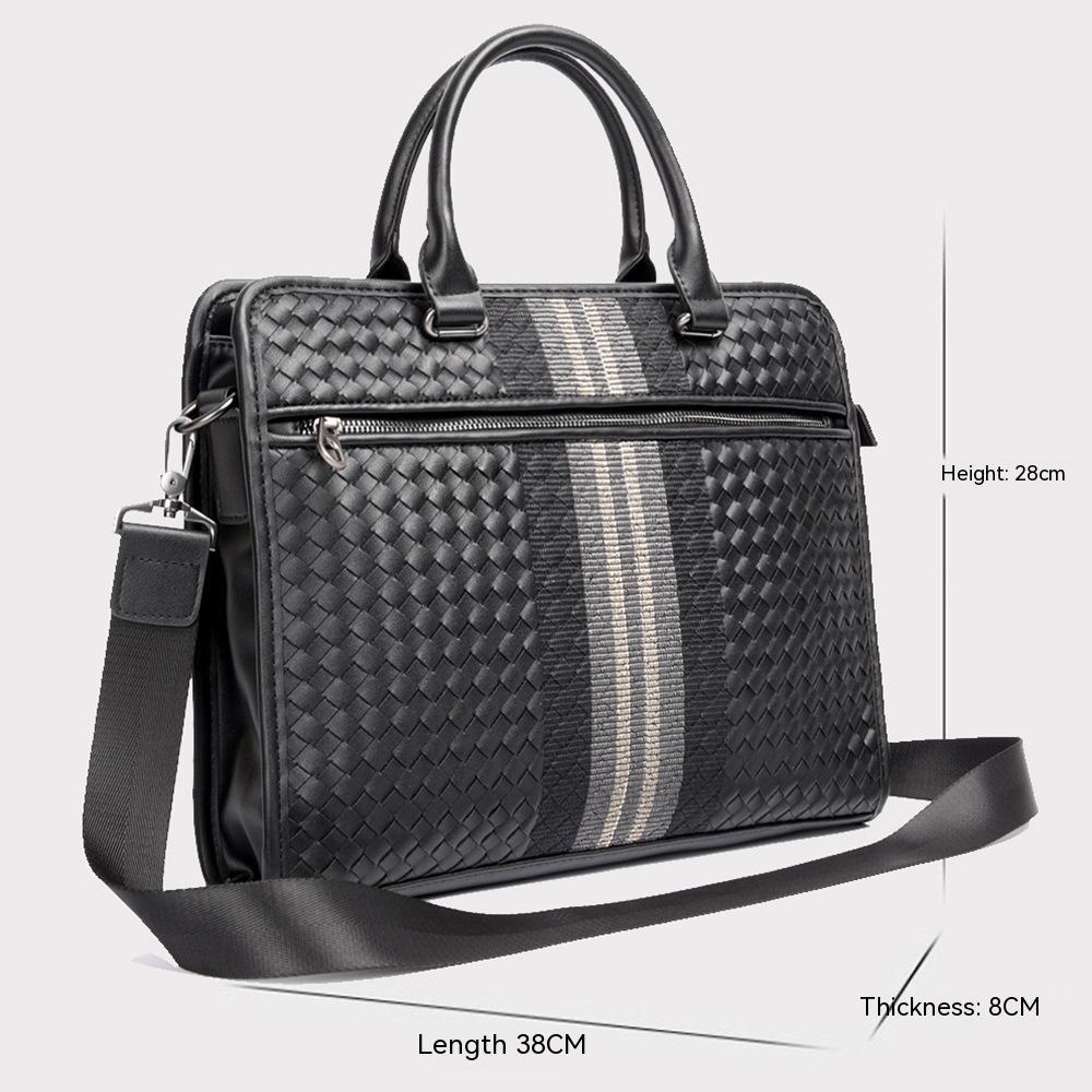 Men's Business Casual Shoulder Bag – Braided Laptop Briefcase