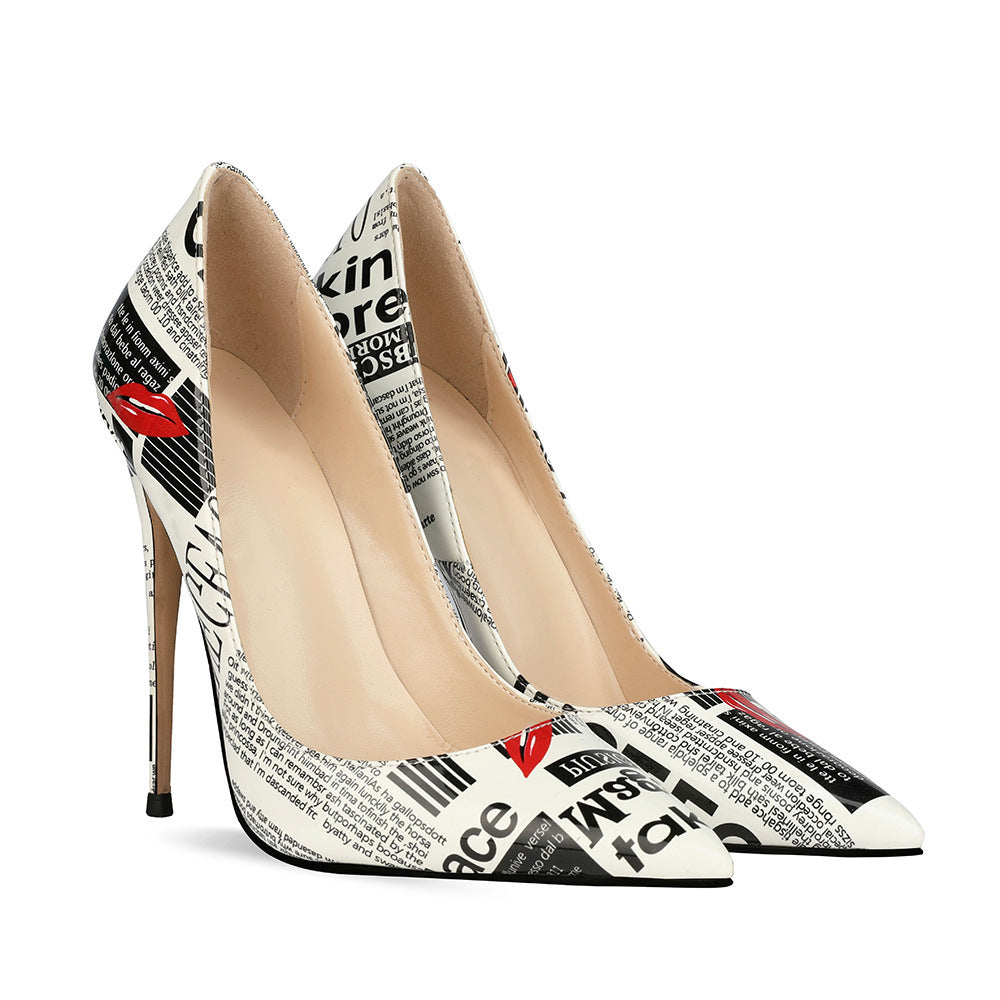 Graffiti High Heels for Women | Pointed 12 cm Stiletto Pumps