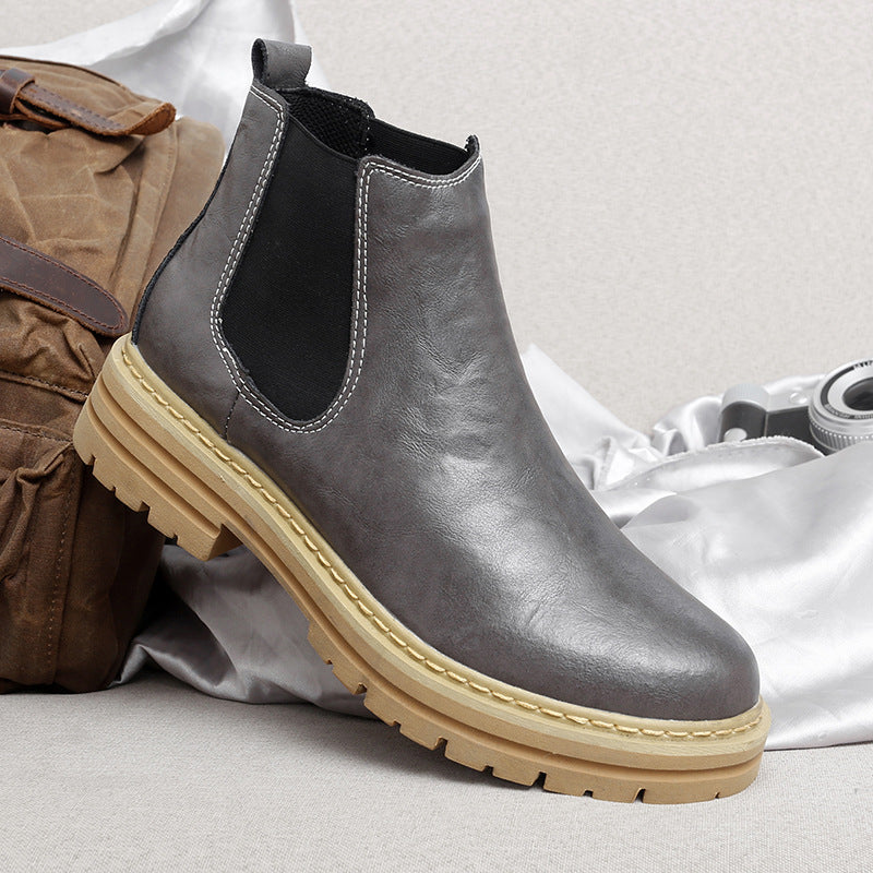 Men's Retro Work Boots with Fleece Lining – British Platform Winter Boots