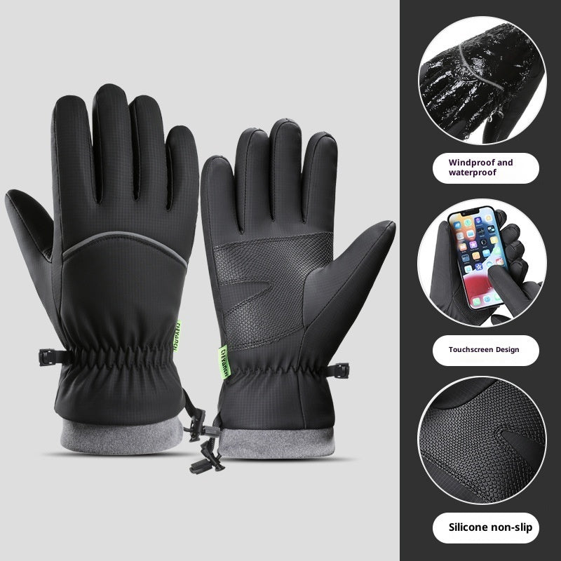 Waterproof Winter Gloves Warm Fleece Cold-Resistant Outdoor