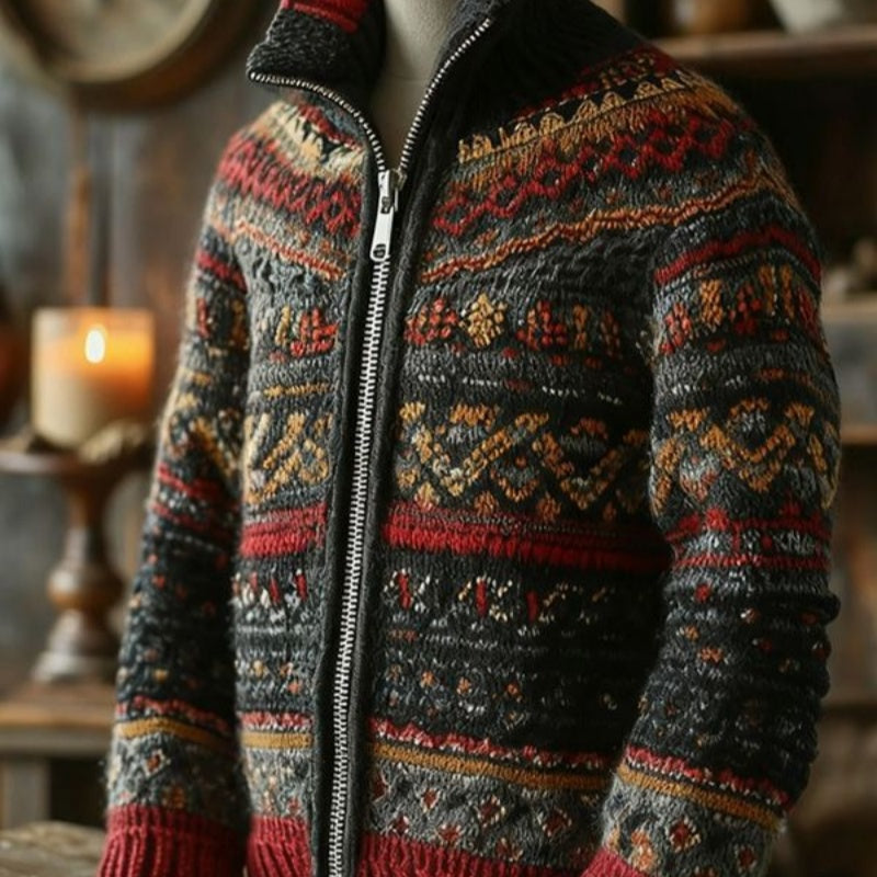 Christmas Zipper Cardigan - 3D Print Chunky Knit Pullover