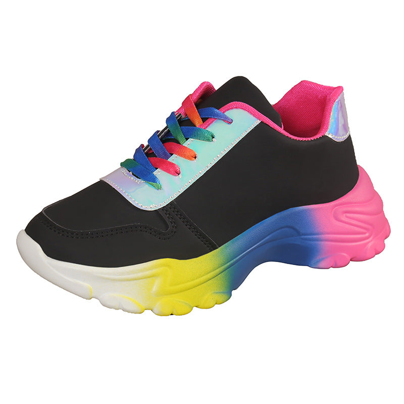 Damen Rainbow Sneaker Plateau – Leichte Fashion Sport Schuhe