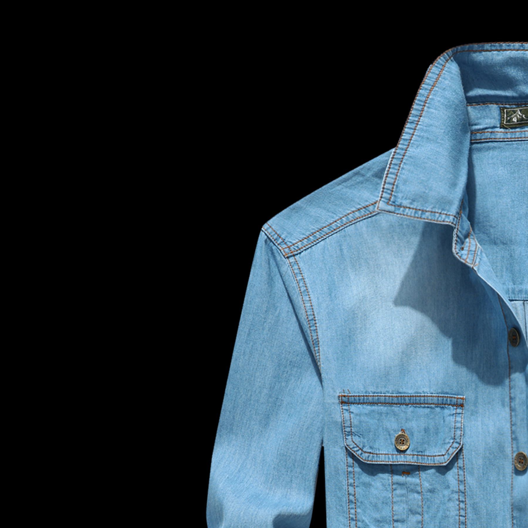 Men's Denim Long-Sleeve Shirt made from Cotton Blend – Casual Modern Leisure Shirt