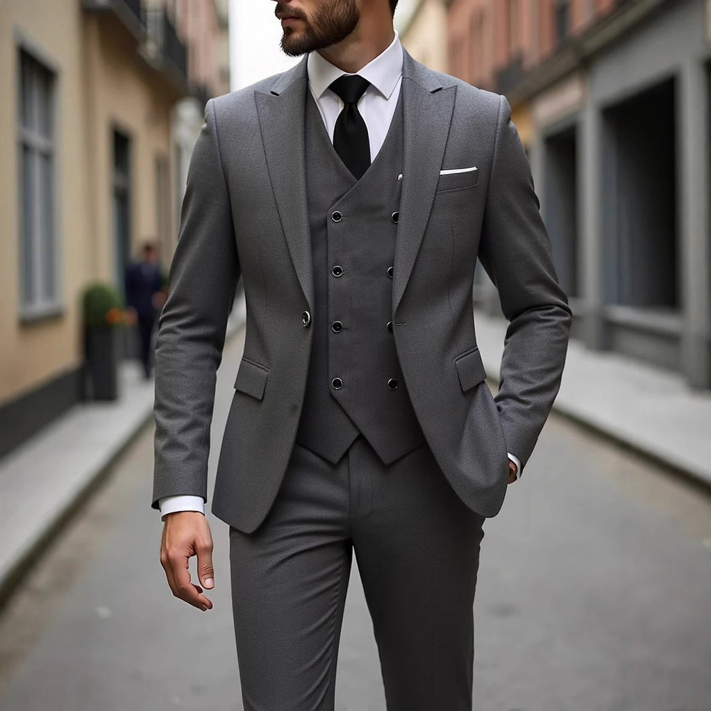 Men's Three-Piece Business Suit - Double-Breasted Premium Set