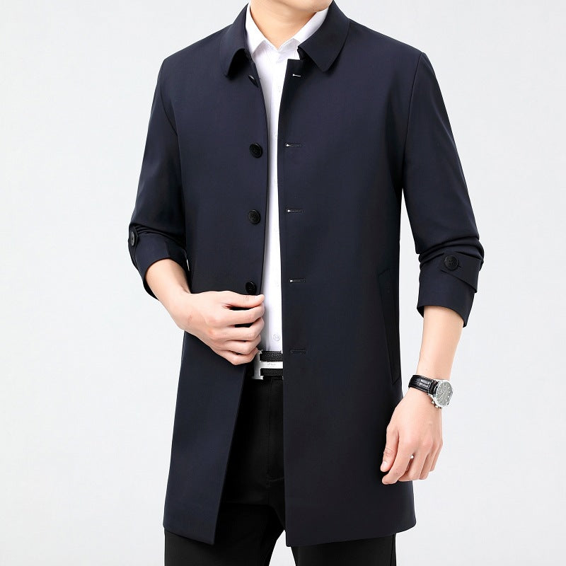 Men's Business Casual Trench Coat – Mid-Length Premium Coat
