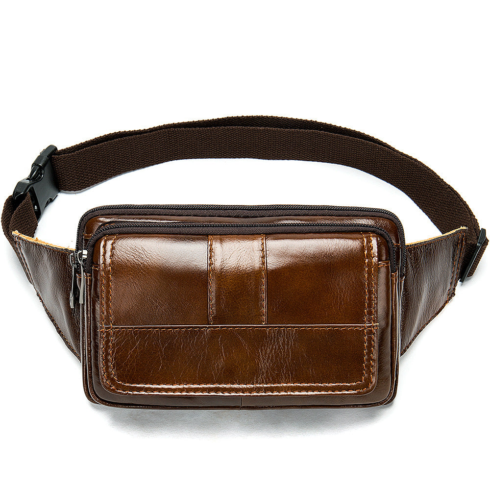 Men's Leather Crossbody Bag | Cowhide Waist Pack Outdoor