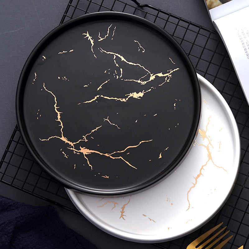 Keramik Teller Marmor | Nordisches Design Geschirr modern elegant