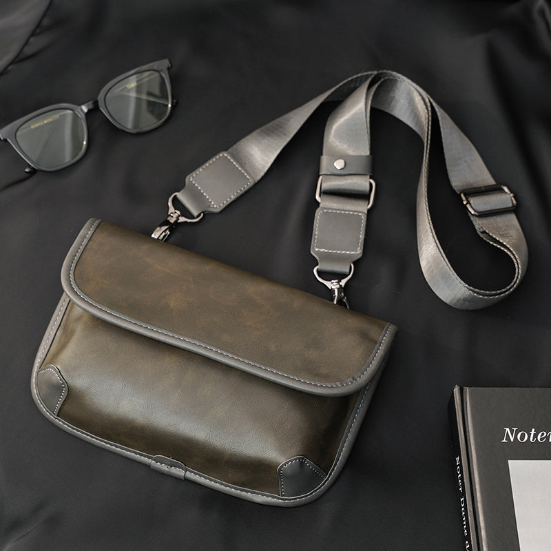 Men's Leather Shoulder Bag Check | Crossbody Street Messenger Bag