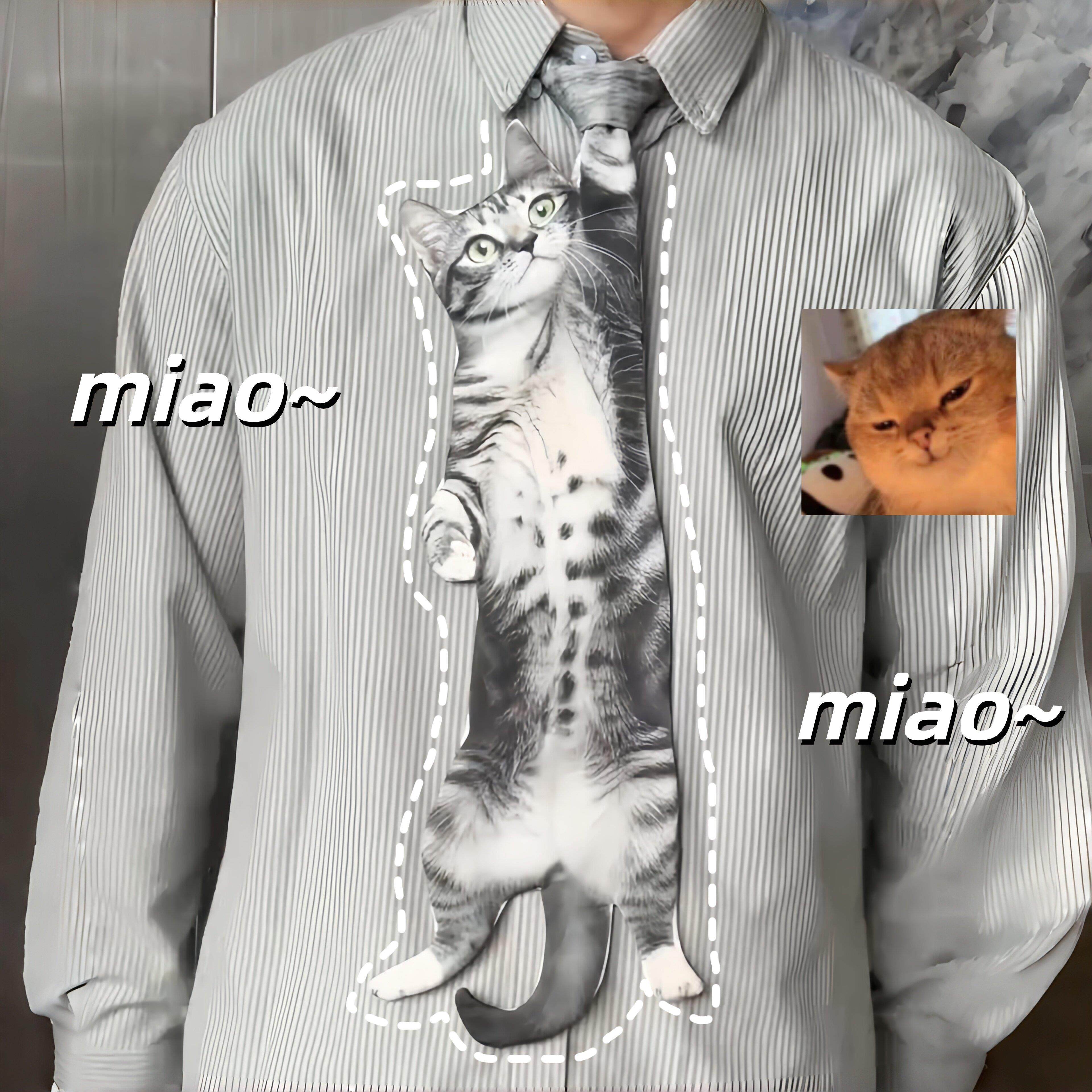 Cat Tie Men Funny Printed Original Style Gift