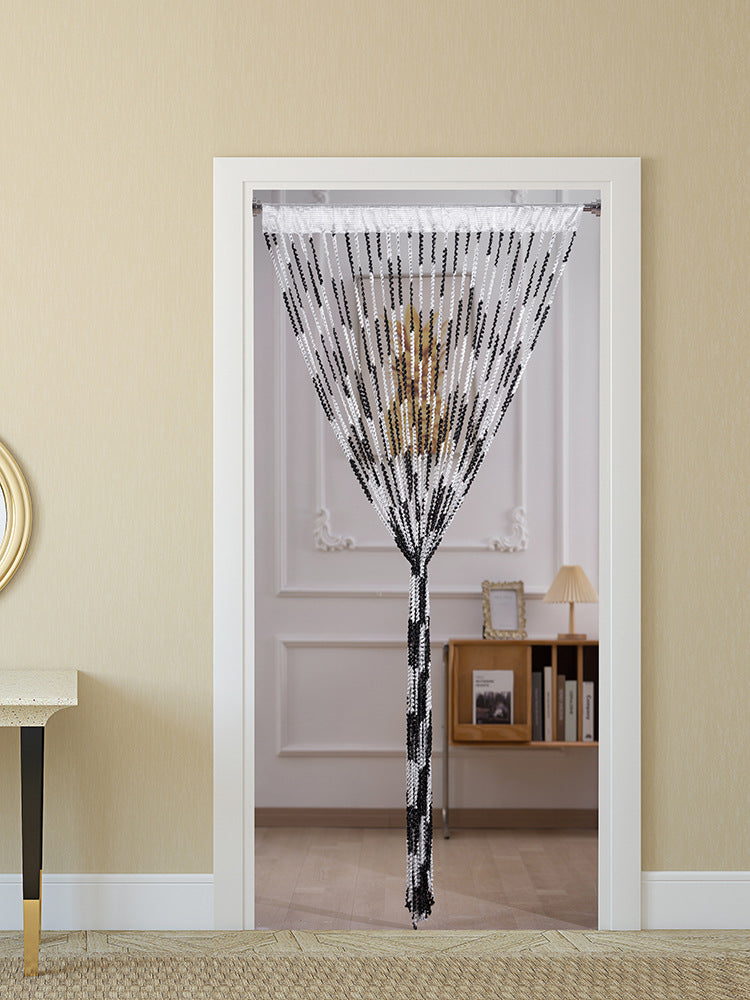 Beaded Door Curtain Silver | Elegant Room Divider Without Drilling