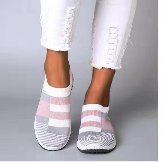 Damen Slip-On Sneaker | Bequeme Strickschuhe Freizeit Schuhe