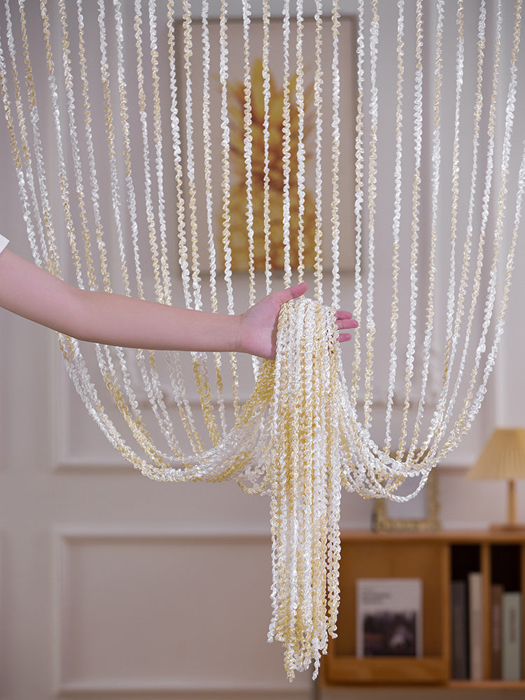 Beaded Door Curtain Silver | Elegant Room Divider Without Drilling