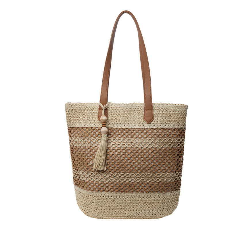 Straw Beach Bag for Women – large & summery with stripes