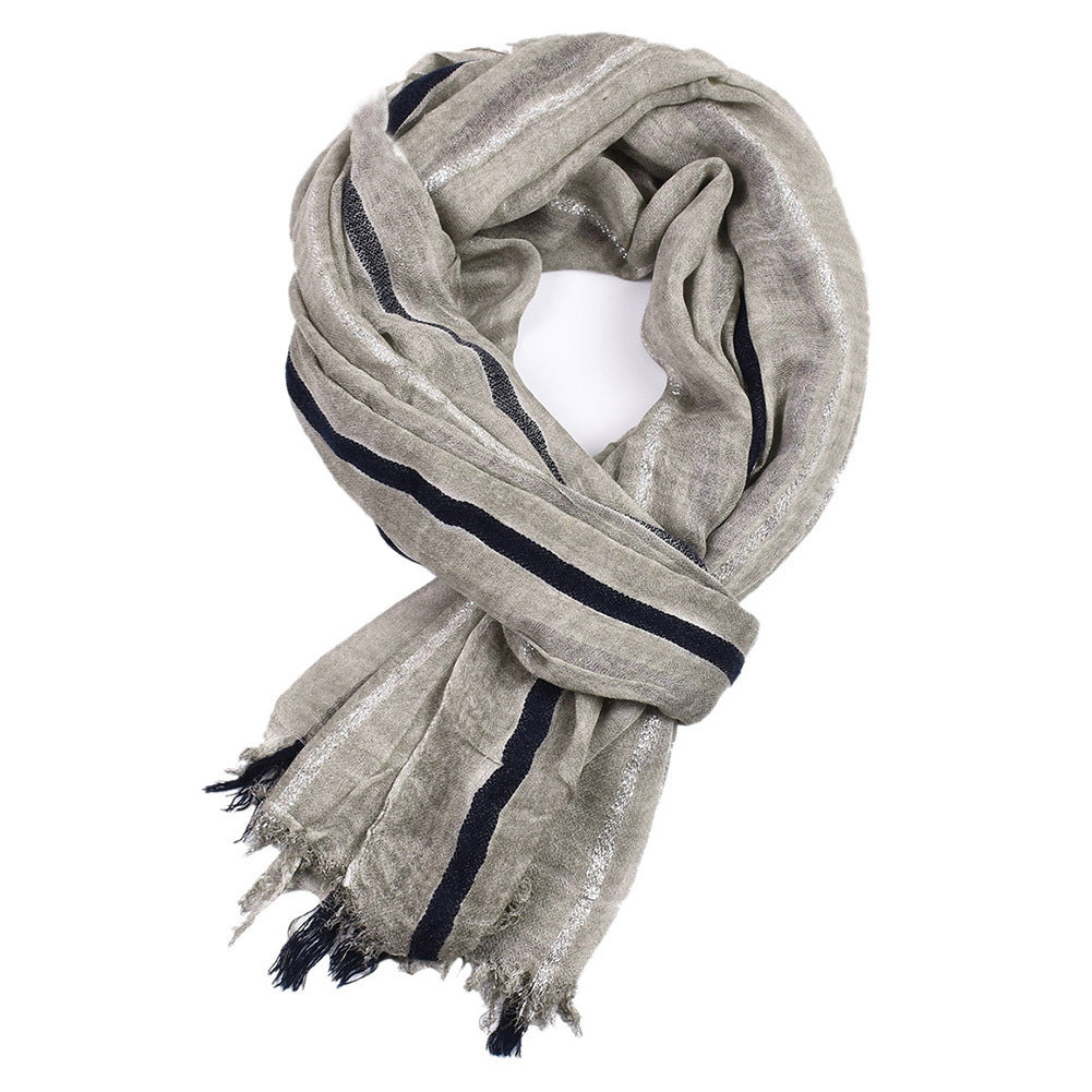 Men's Scarf Retro Gold Thread Stripes Elegant Gentleman Style