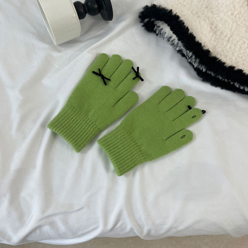 Damen Fingerlose Handschuhe mit Emoji Design – Korean Style