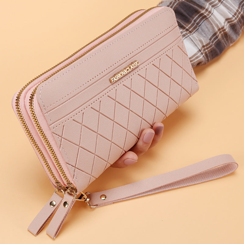 Women's long wallet, many card slots, double zipper, elegant
