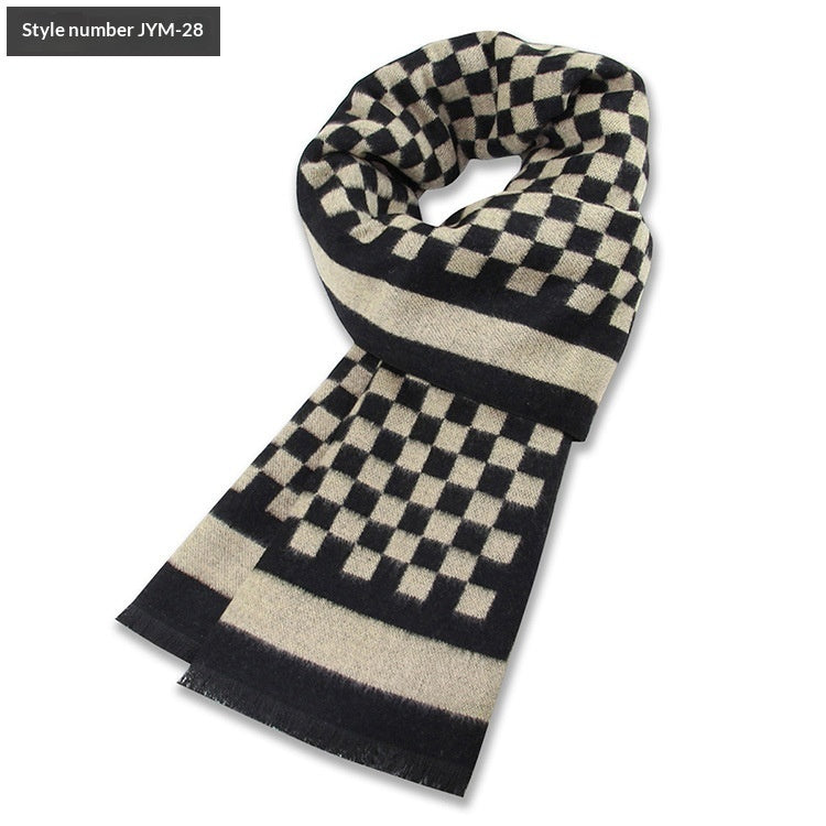Men's Scarf Plaid Warm Wool Blend Winter Thick Elegant