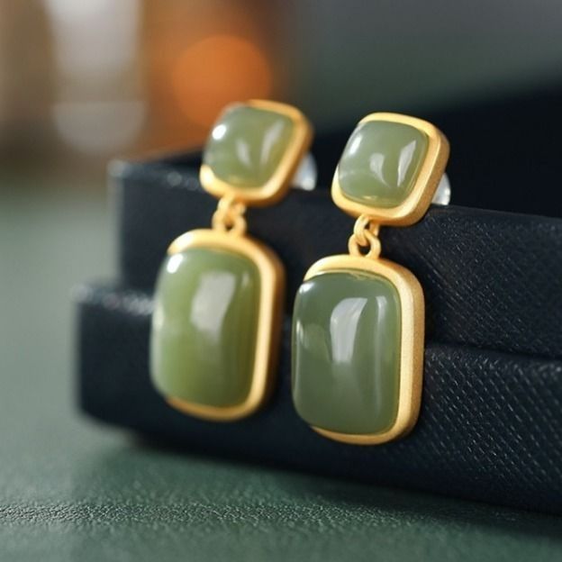 Luxuriöse Jade- & Saphir Ohrringe – Elegante Statement Schmuckstücke für Damen